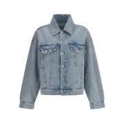 Agolde Klassisk Denimjacka med Funktionellt Design Blue, Dam