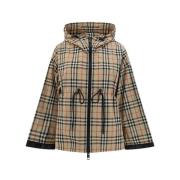 Burberry Nova Check Huva Bomullsjacka Brown, Dam