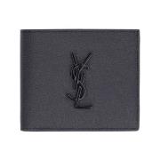 Saint Laurent Monogram Läderplånbok med YSL-logga Black, Herr