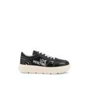 Love Moschino Läder LowTop Sneakers för kvinnor Black, Dam