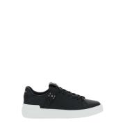 Balmain Svarta låga sneakers med diamantmotiv Black, Herr