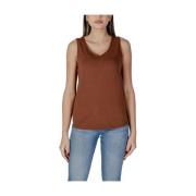 b.young Brun V-ringad Tanktopp Avslappnad Passform Brown, Dam