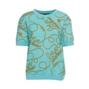 Moschino Logo Bomull T-shirt för Kvinnor Blue, Dam