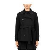 Max Mara Kort Svart Yllekappa Black, Dam