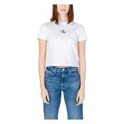 Calvin Klein Jeans Vit Bomull Rund Hals T-shirt White, Dam