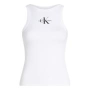 Calvin Klein Jeans Ärmelös Tanktopp med Båtringning och Tryck White, D...