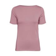 VERO MODA Rosa Boat Neck T-shirt för Kvinnor Pink, Dam