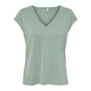 ONLY Grön V-Hals Dam T-Shirt Green, Dam