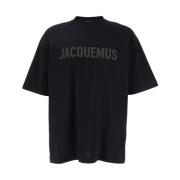 Jacquemus Svart Typo Logo Crewneck Bomull T-shirt Black, Herr