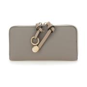 Chloé Grått Alfabet Logo Charm Läder Plånbok Gray, Dam