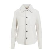 Bottega Veneta Lyxig Vit Shearling Vinterjacka White, Dam