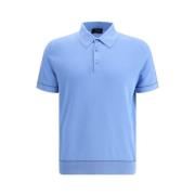 Brioni Slim Fit Stickad Polo Tröja Blue, Herr