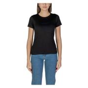 Calvin Klein Jeans Svart Enkel Bomull Rund Hals T-shirt Black, Dam