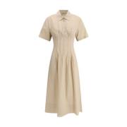 Tory Burch Poplin Zip Midi Klänning Beige, Dam