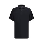 Balenciaga Polo Skjorta med Räfflad Krage och Logotyp Black, Herr