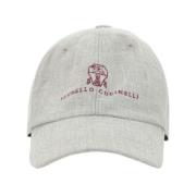 Brunello Cucinelli Grå Logo Baseballkeps Stilren Gray, Herr