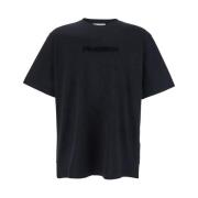 JW Anderson Svart Logobroderad Crewneck T-shirt Black, Herr