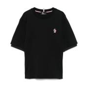 Moncler Svarta T-shirts och Polos med Logo Patch Black, Dam