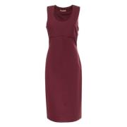 Twinset Burgundy Ärmlös Wide-Neck Solid Klänning Red, Dam