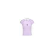 Tommy Jeans Lila Polyester T-shirt Vår/Sommar Kollektion Purple, Dam