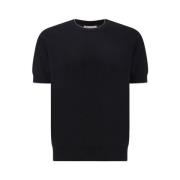 Brunello Cucinelli Räfflad Crew Neck Bomull T-shirt Black, Herr