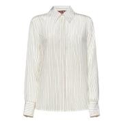 Max Mara Vit Sidensrandig Skjorta Elegant Stil White, Dam