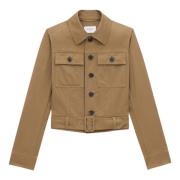 Saint Laurent Cropped Jacka Beige, Dam