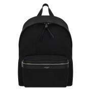 Saint Laurent Svart Ryggsäck med Dubbel Dragkedja Black, Herr