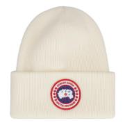 Canada Goose Arktisk Stickad Beanie med Logotyp Patch Beige, Herr