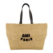 Ami Paris Raffia Toteväska Vår-Sommar 2025 Beige, Unisex