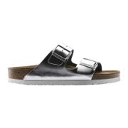 Birkenstock Metalliska Silver Sandaler Arizona Stil Gray, Dam