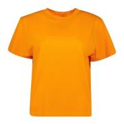 MM6 Maison Margiela Orange Bomull T-shirt med Rynkad Rygg Orange, Dam