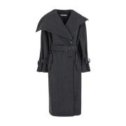 Acne Studios Dubbelknäppt ullblandad kappa svart Black, Dam