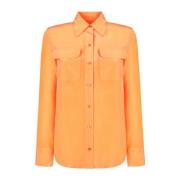 Equipment Silke Slim Flamingo Orange Skjorta Orange, Dam