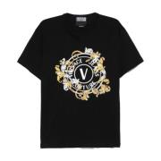 Versace Jeans Couture Svart Logotyp Bomull T-shirt Black, Herr