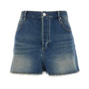 Isabel Marant Blå Shorts med Fransad Kant i Bomullsblandning Blue, Dam