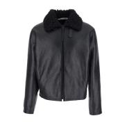 Acne Studios Svart Bomberjacka med Pälsdetalj Black, Herr