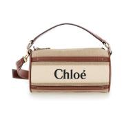 Chloé Brun Beige Crossbody Väska Canvas Läder Beige, Dam