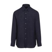 Brioni Blå Linneskjorta Ss25 Blue, Herr