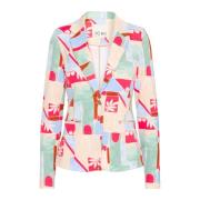 ICHI Print Blazer Multi Tile Aop Multicolor, Dam