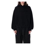 Alexander Wang Distressed Logo Hoodie Svart Stickat Black, Herr