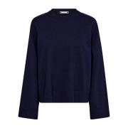 Co'Couture Navy Stickad Tröja Mycc O-Neck Blue, Dam