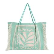 Twinset Grön Canvas Shopper Väska Green, Dam