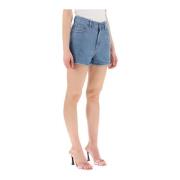 ROTATE Birger Christensen Rhinestone Denimshorts med hjärtformade nita...