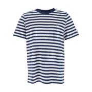 A.P.C. Blårandig Logotyp T-shirt Bomull Man Blue, Herr