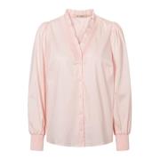 RUE de FEMME Feminin Laxrosa Skjorta med Smockdetaljer Pink, Dam