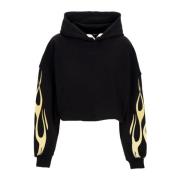 VISION OF SUPER Flames Crop Hoodie Svart/off White Black, Dam