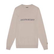 Lyle & Scott Script Jacquard Jumper Stickad Beige, Herr