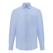 Boggi Milano Regular Randig Bomull Poplin Skjorta Blue, Herr