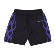 VISION OF SUPER Flammande Simshorts Svart/Lila Black, Herr